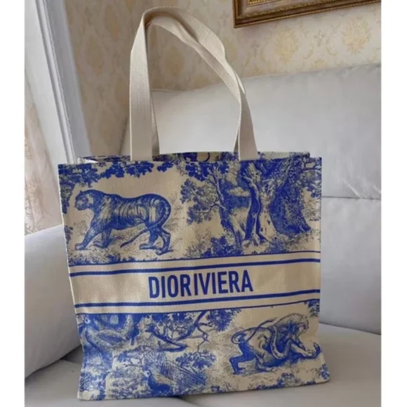 Dior Blue and Cream Toile de Jouy Book Tote - Picture 5 of 6